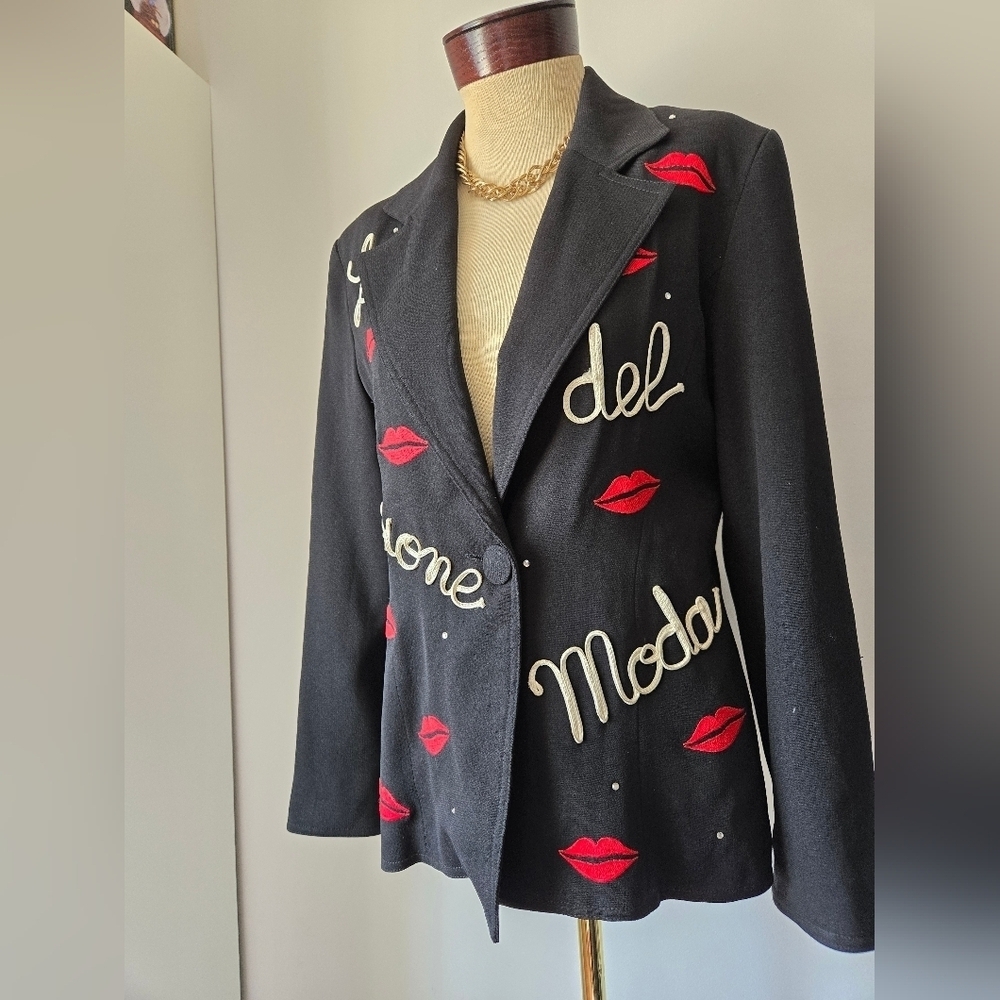 BESTINI PARIS  Black Embroidered Blazer. Size 3 - Picture 2 of 13